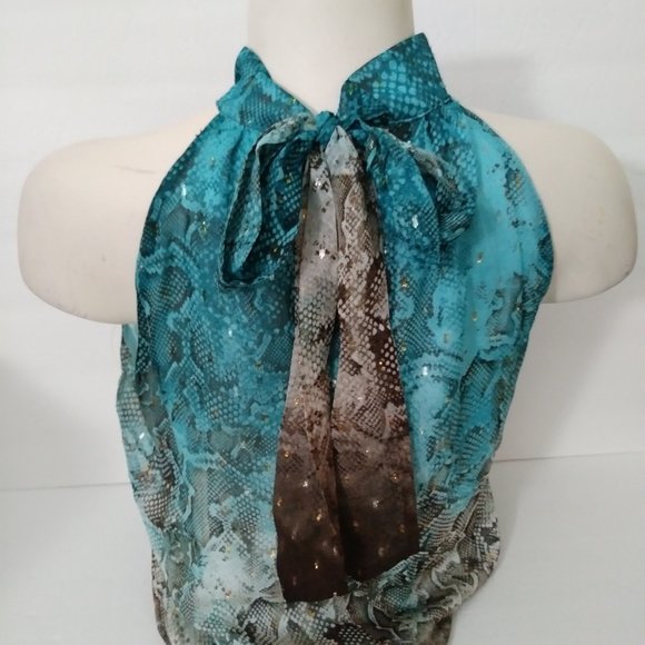 Monograph Bow Back Halter Neck Animal Print Top - Picture 7 of 13